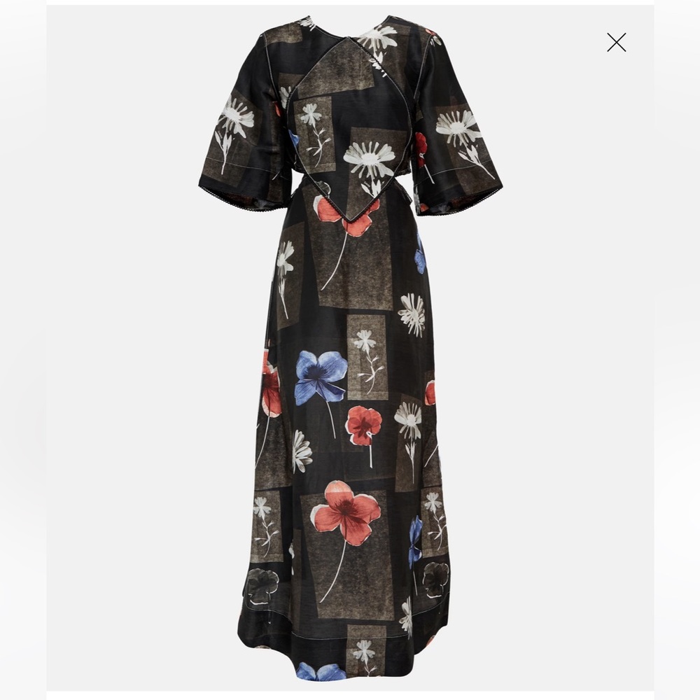 Ganni Floral linen and silk maxi dress